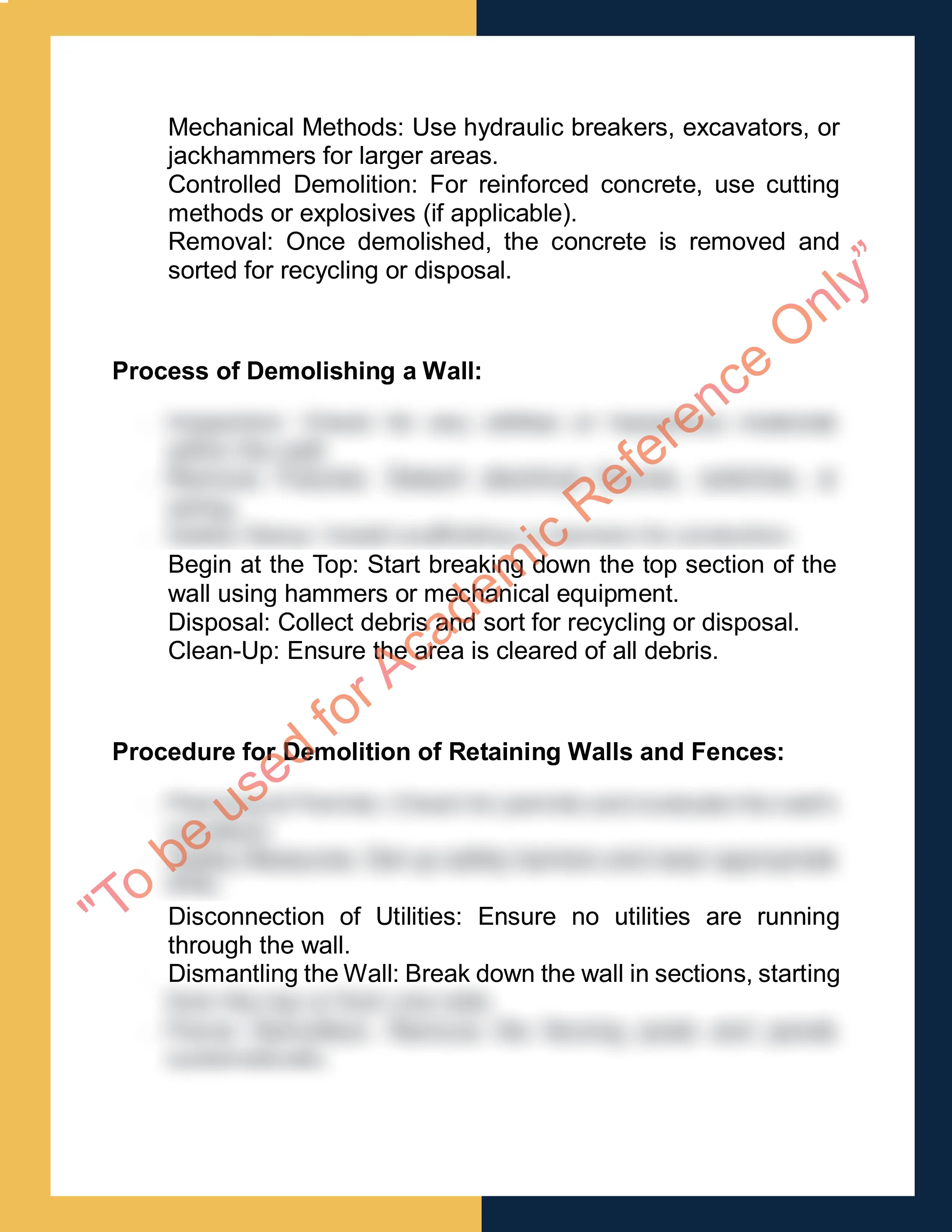 Sample Solution for CPCCCA3001 - Carry out general demolition of minor building structures 3